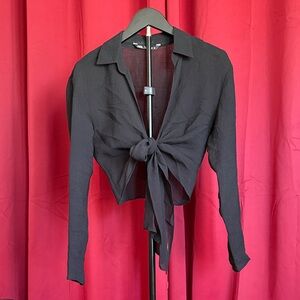 Zara Tie-Front Black Top